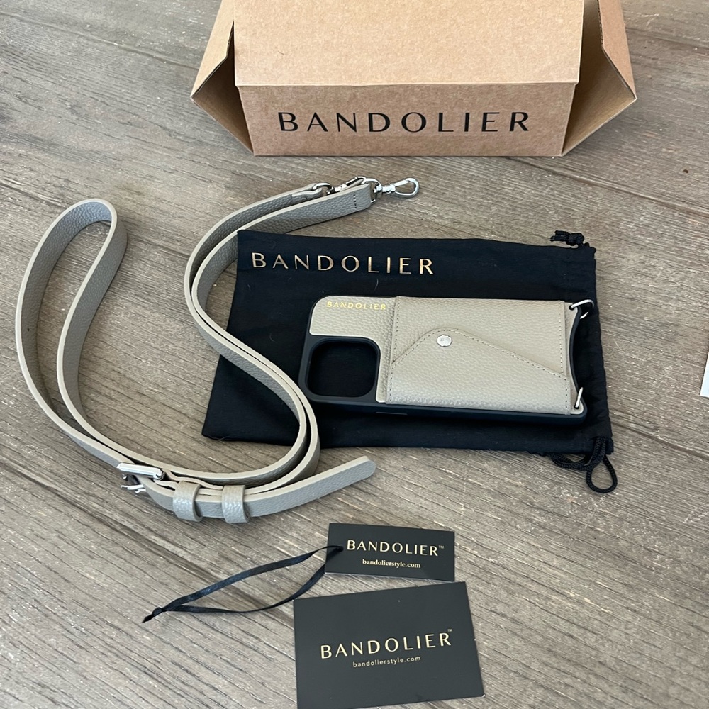 Bandolier Greige/Silver Phone Case with Strap 13 Pro